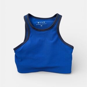Wilo The Label Colorblock Racer Sports Bra XS Cobalt Red Ribbed